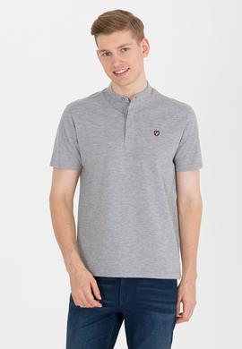 Erkek Gri Melanj Hakim Yaka Tişört - 50264907023