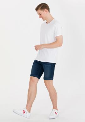 Erkek Beyaz Basic Bisiklet Yaka Tişört - 50264918018