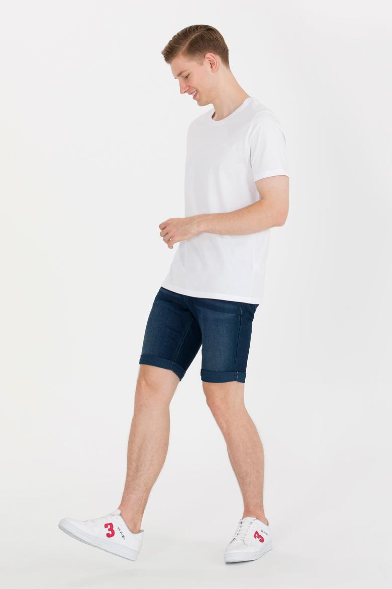 Erkek Beyaz Basic Bisiklet Yaka Tişört - 50264918018