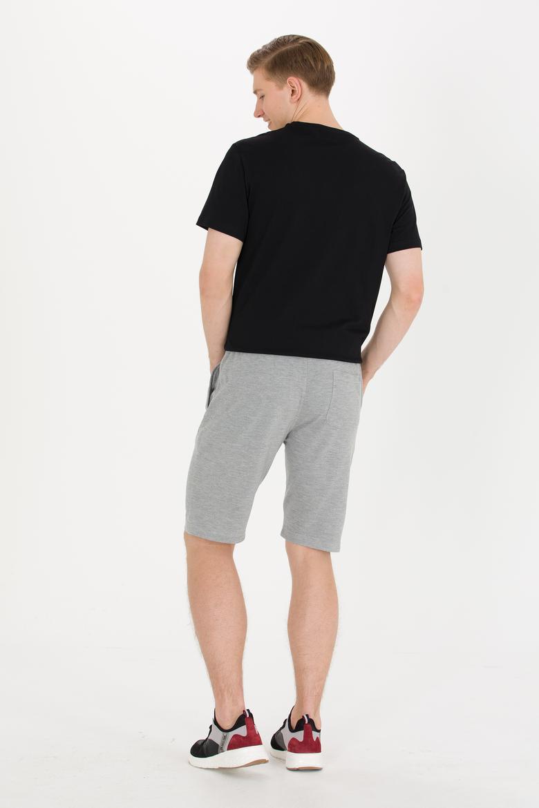 Erkek Gri Melanj Örme Şort - 50263258016