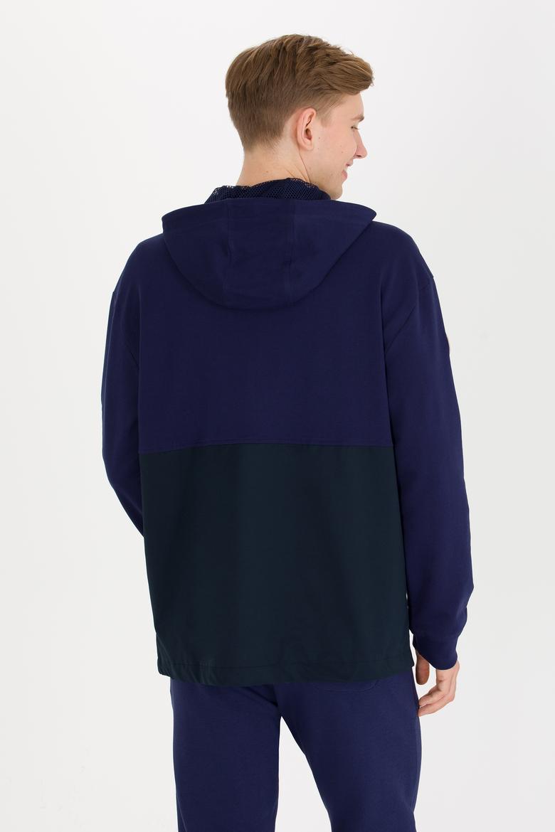 Erkek Lacivert Kapüşonlu Örme Hırka - 50248612006