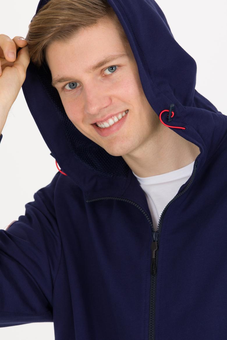 Erkek Lacivert Kapüşonlu Örme Hırka - 50248612006