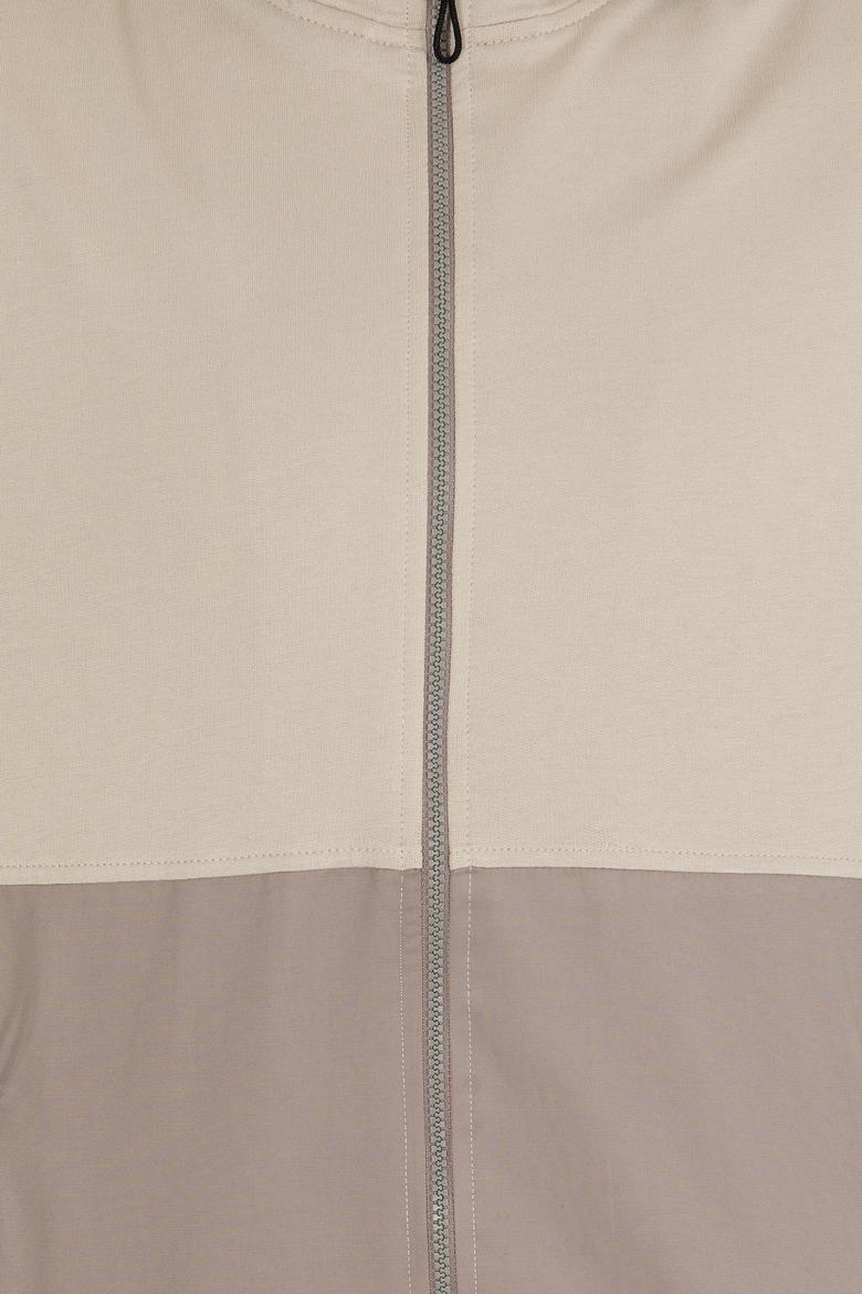 Erkek Haki Kapüşonlu Örme Hırka - 50248612015