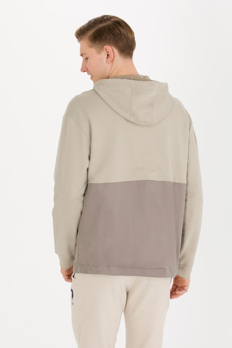 Erkek Haki Kapüşonlu Örme Hırka - 50248612015