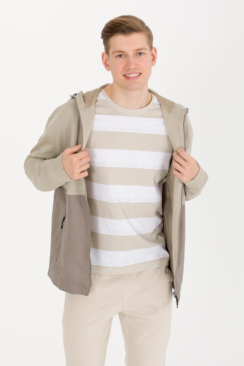 Erkek Haki Kapüşonlu Örme Hırka - 50248612015