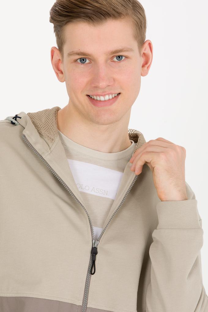 Erkek Haki Kapüşonlu Örme Hırka