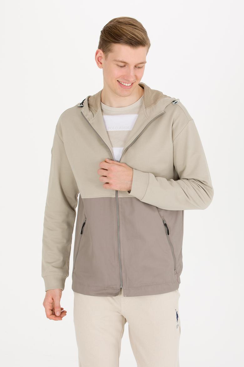 Erkek Haki Kapüşonlu Örme Hırka - 50248612015