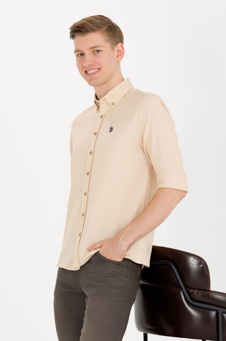 Erkek Camel Uzun Kollu Basic Gömlek