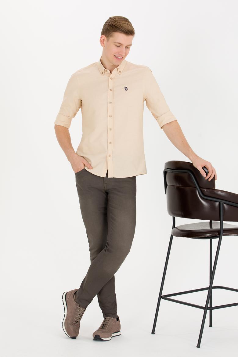 Erkek Camel Uzun Kollu Basic Gömlek - 50265664106