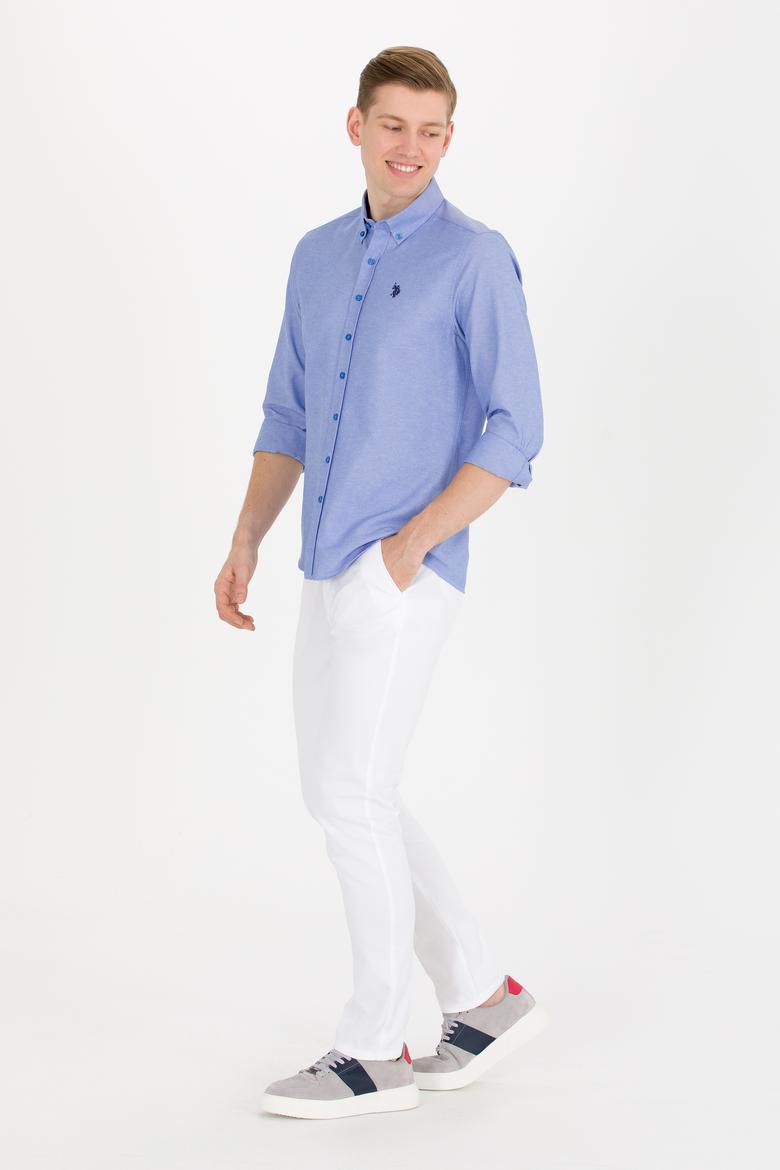 Erkek Saks Uzun Kollu Basic Gömlek - 50265664118