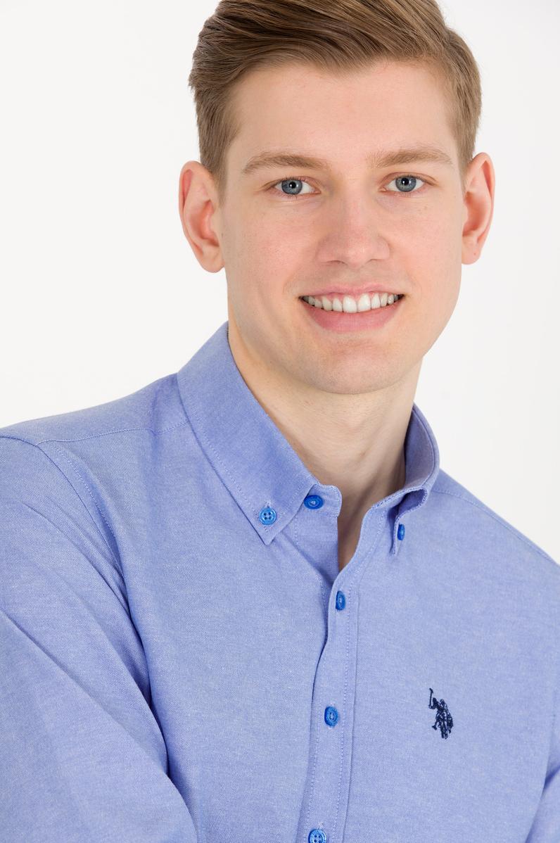 Erkek Saks Uzun Kollu Basic Gömlek