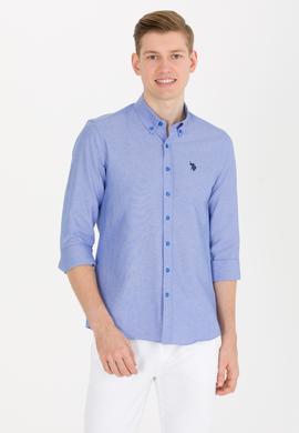 Erkek Saks Uzun Kollu Basic Gömlek - 50265664118