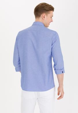 Erkek Saks Uzun Kollu Basic Gömlek - 50265664118