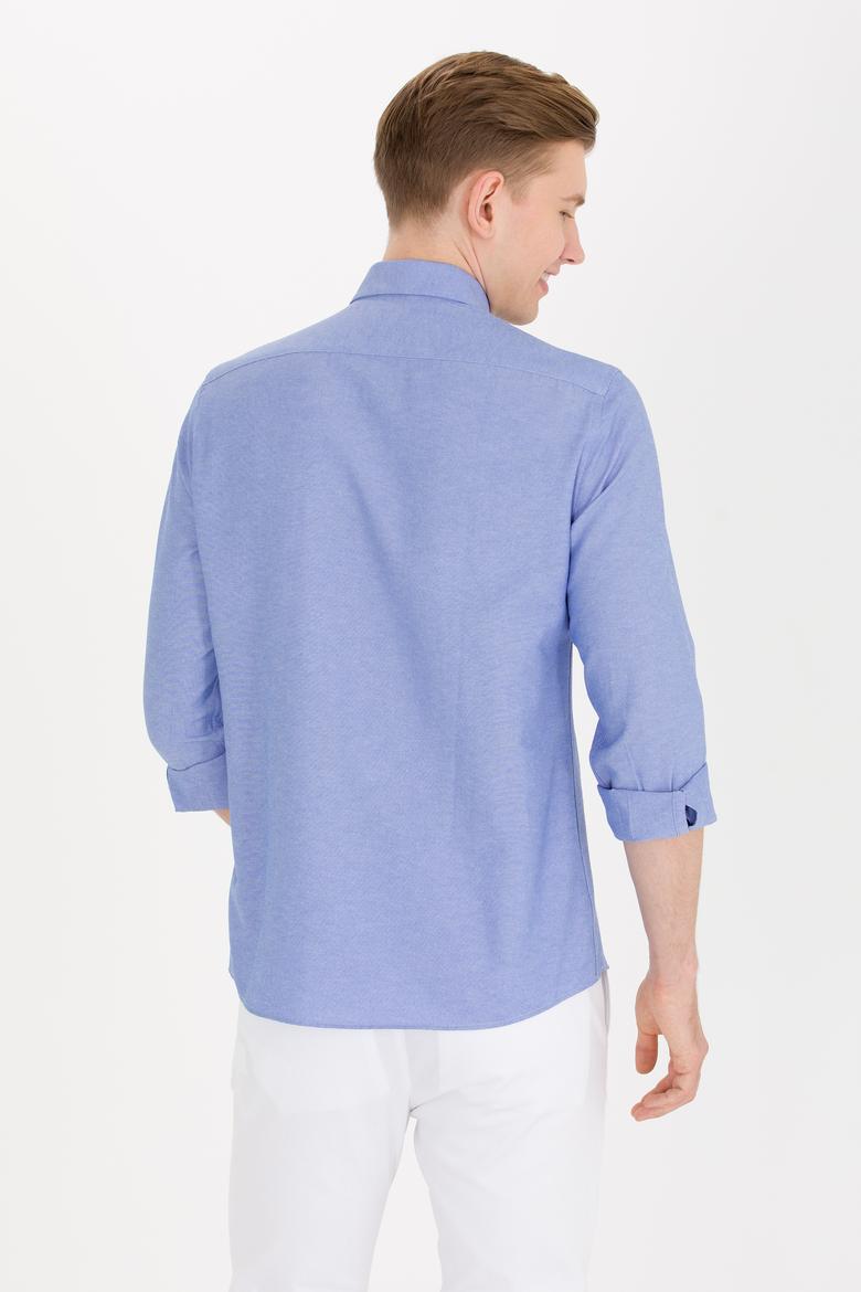 Erkek Saks Uzun Kollu Basic Gömlek - 50265664118