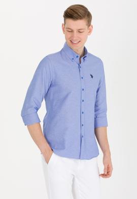 Erkek Saks Uzun Kollu Basic Gömlek - 50265664118