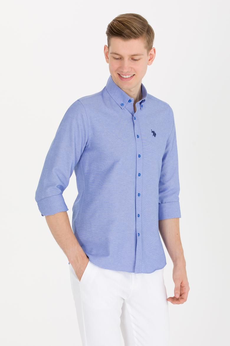 Erkek Saks Uzun Kollu Basic Gömlek - 50265664118