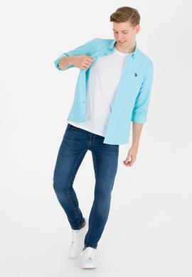 Erkek Mint Uzun Kollu Basic Gömlek - 50265664152