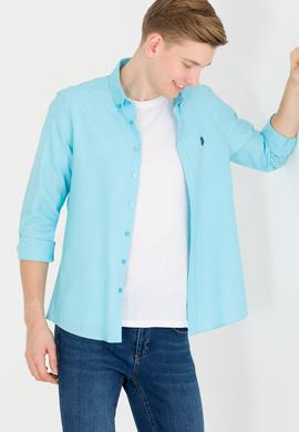 Erkek Mint Uzun Kollu Basic Gömlek - 50265664152