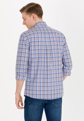 Erkek Kareli Saks Gömlek - 50273930005