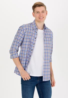 Erkek Kareli Saks Gömlek - 50273930005