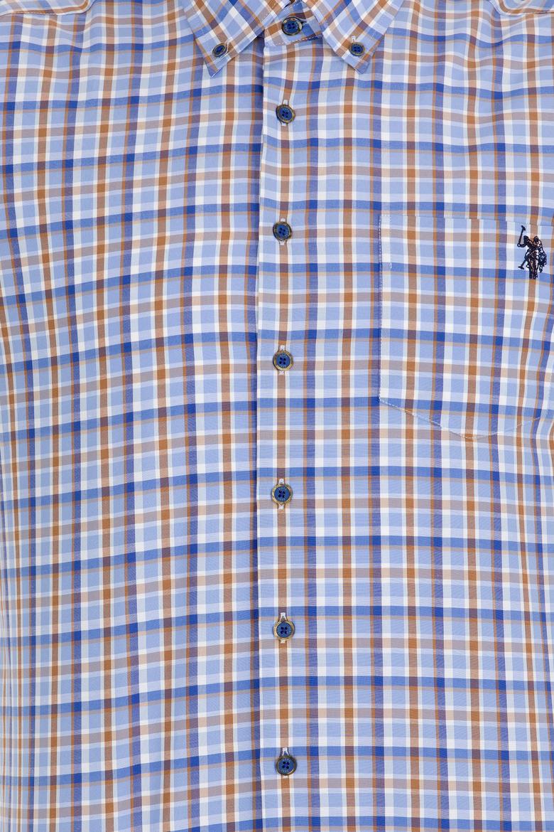 Erkek Kareli Saks Gömlek - 50273930005
