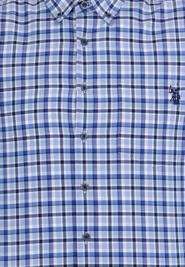 Erkek Kareli Saks Gömlek - 50273930009