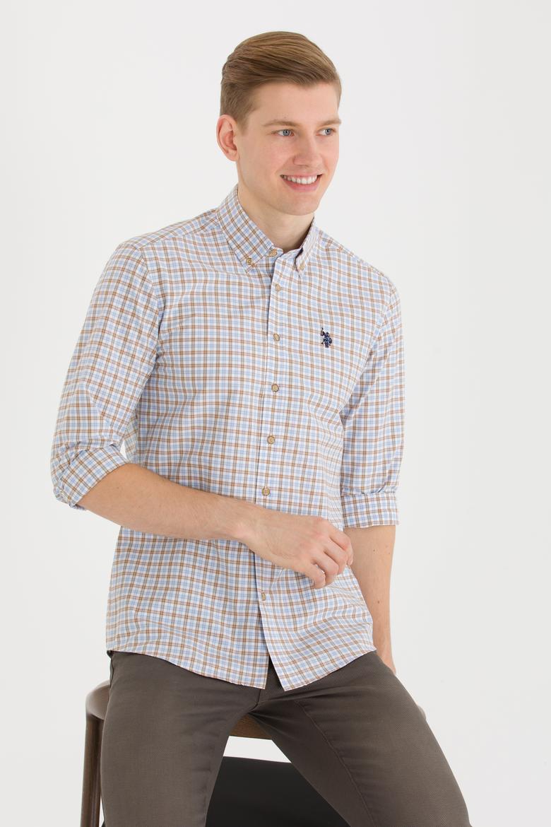 Erkek Mavi Kareli Gömlek - 50273954004