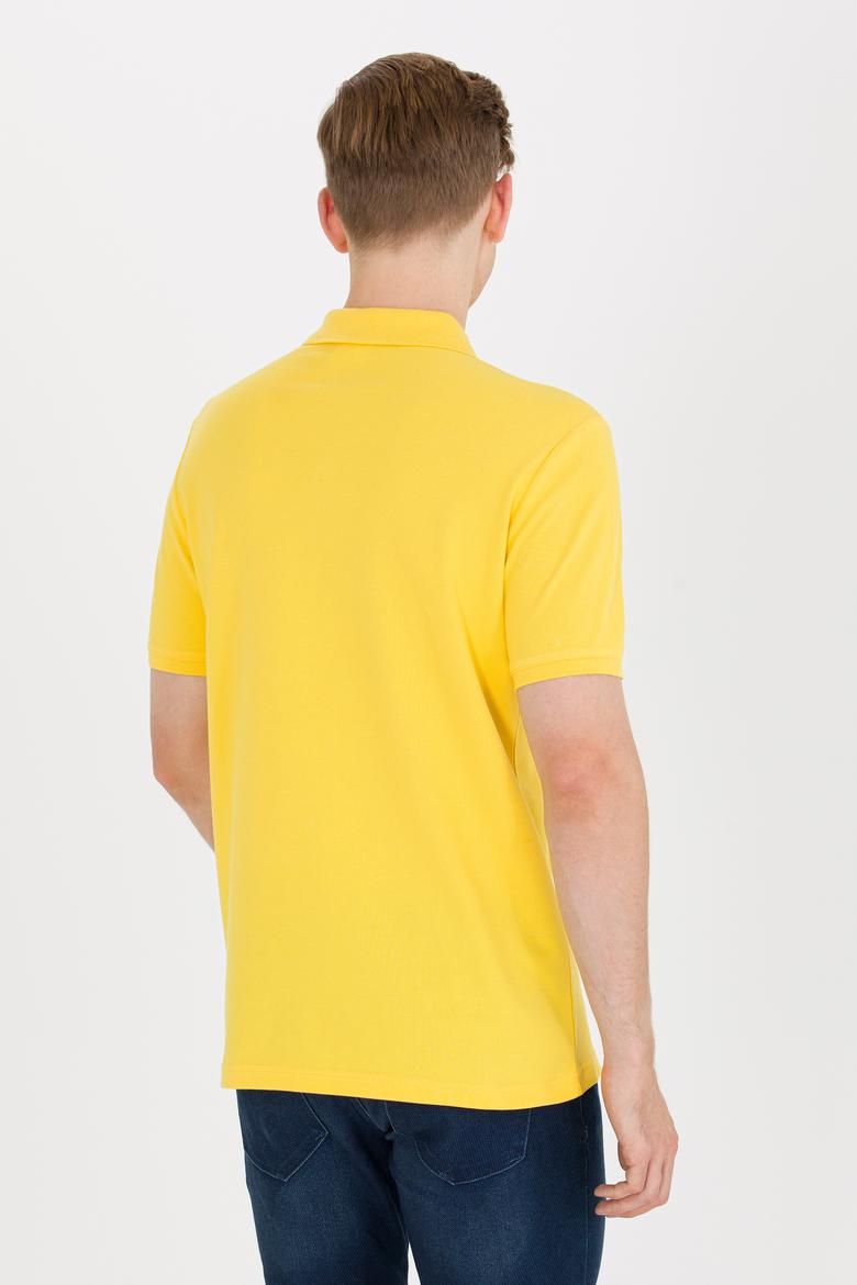 Erkek Koyu Sarı Basic Polo Yaka Tişört - 50264892048