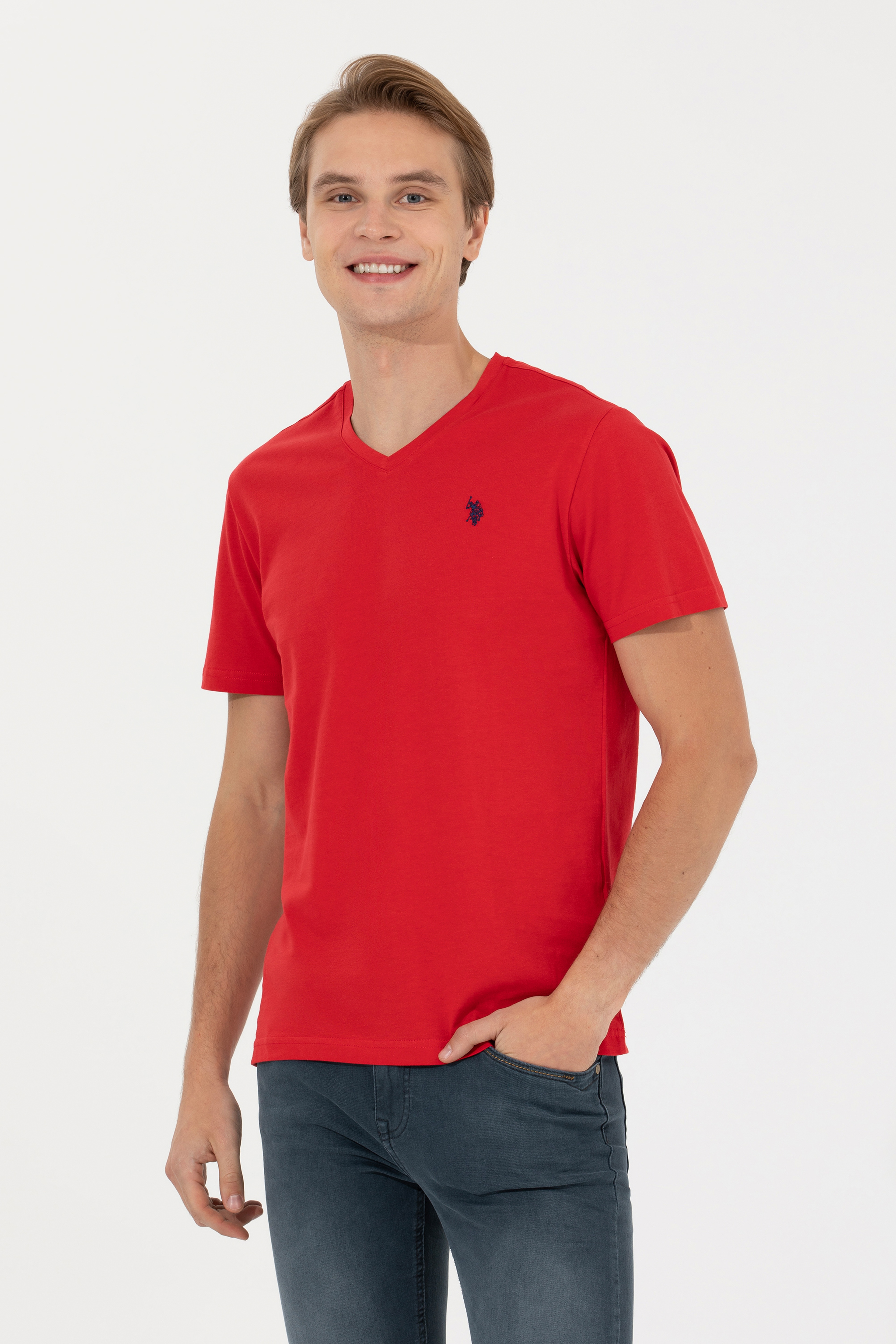 Erkek Kırmızı Basic Tişört - Image 2