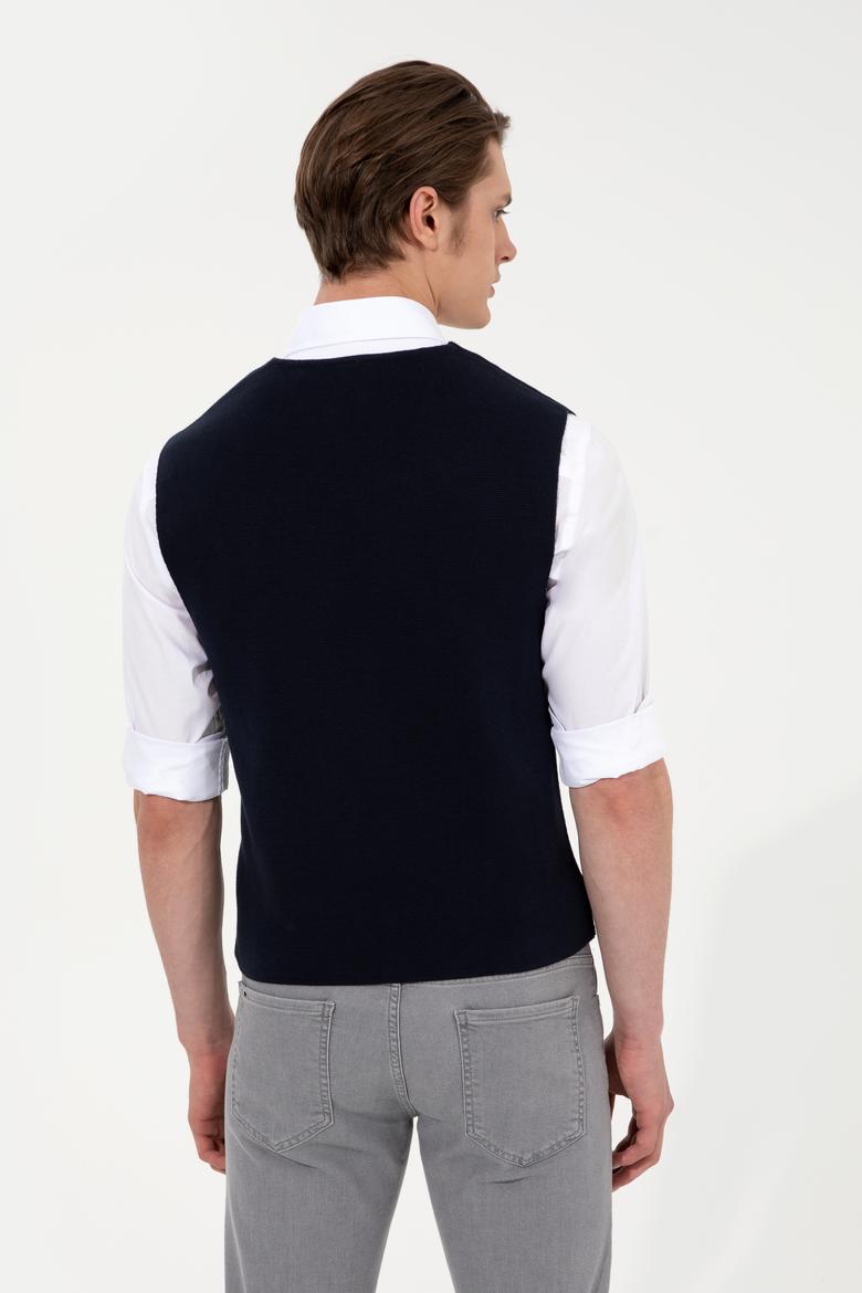 Erkek Lacivert Triko Hırka - 50237278008