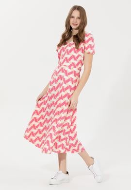 Kadın Pembe Dokuma Elbise - 50246392010