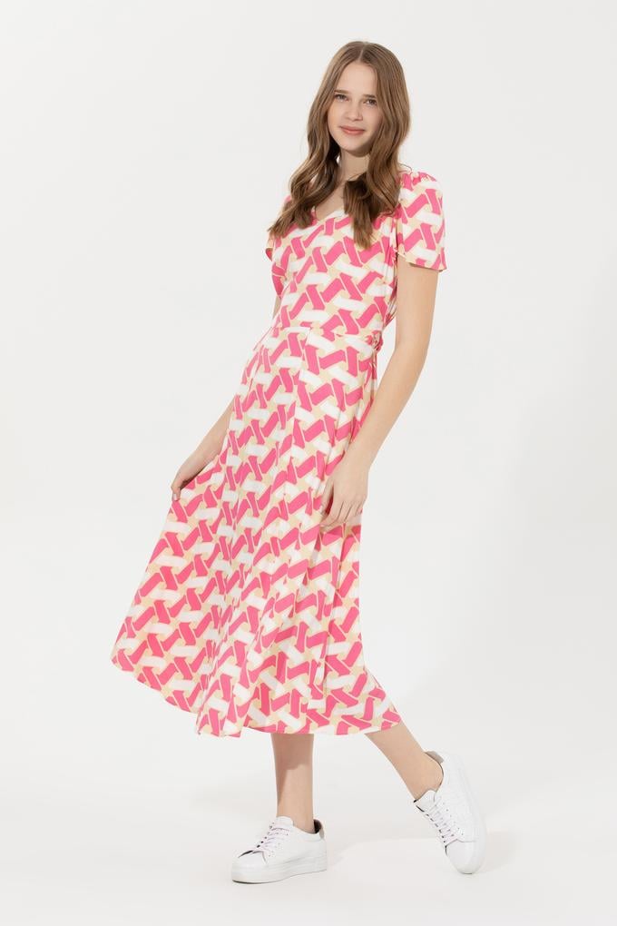 Kadın Pembe Dokuma Elbise