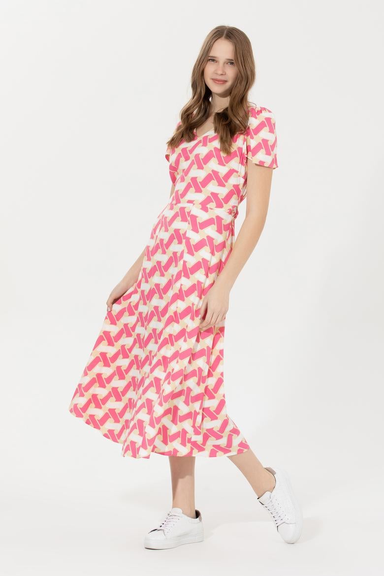 Kadın Pembe Dokuma Elbise