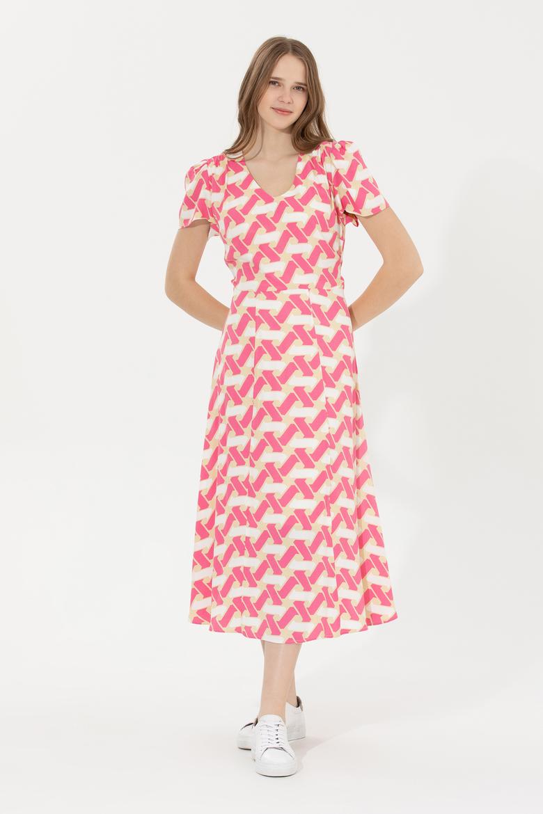 Kadın Pembe Dokuma Elbise - 50246392010