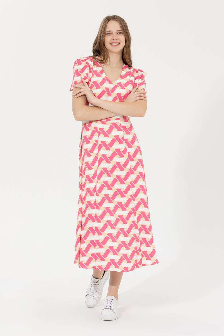 Kadın Pembe Dokuma Elbise - 50246392010