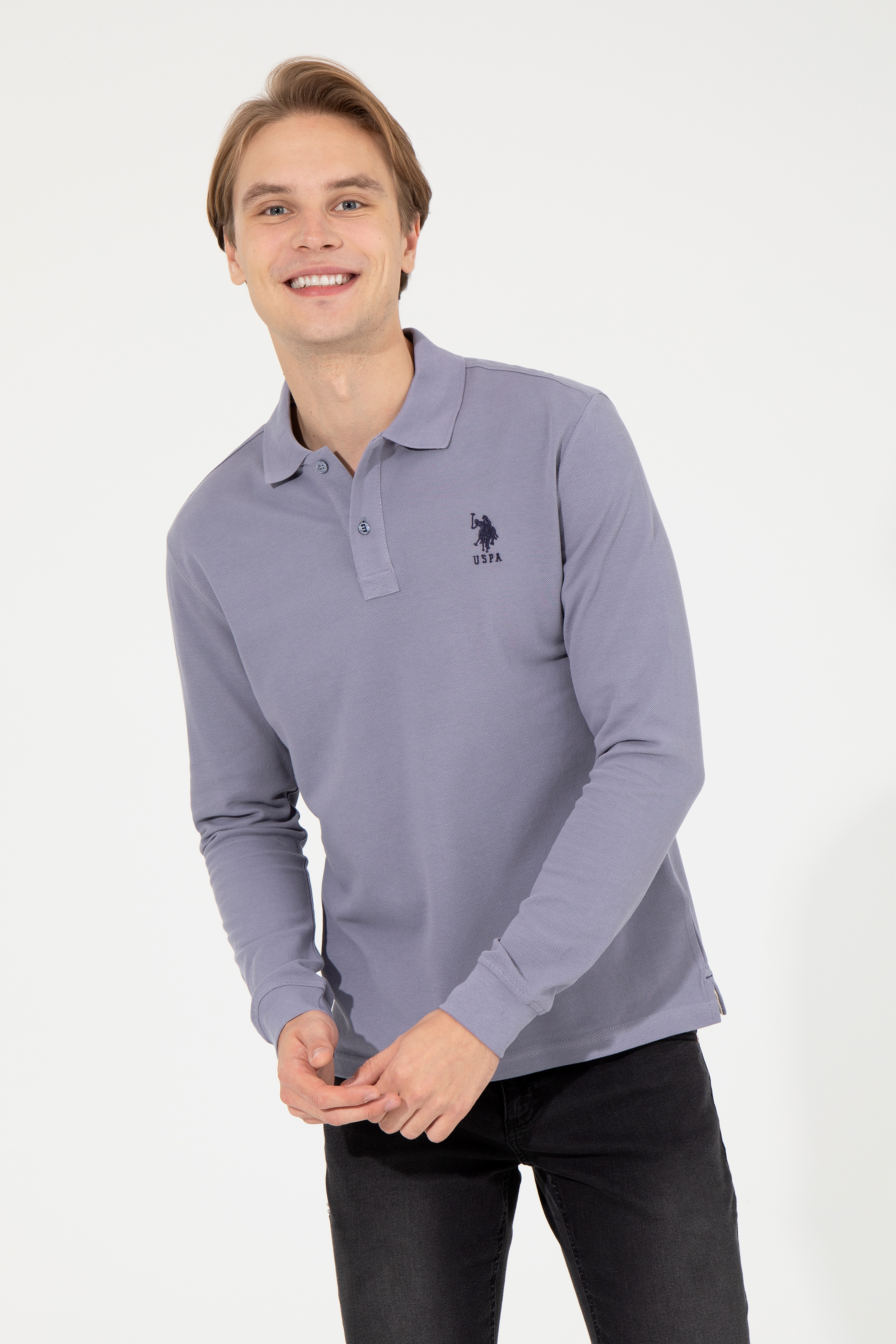 Erkek Gri Basic Sweatshirt - Image 1