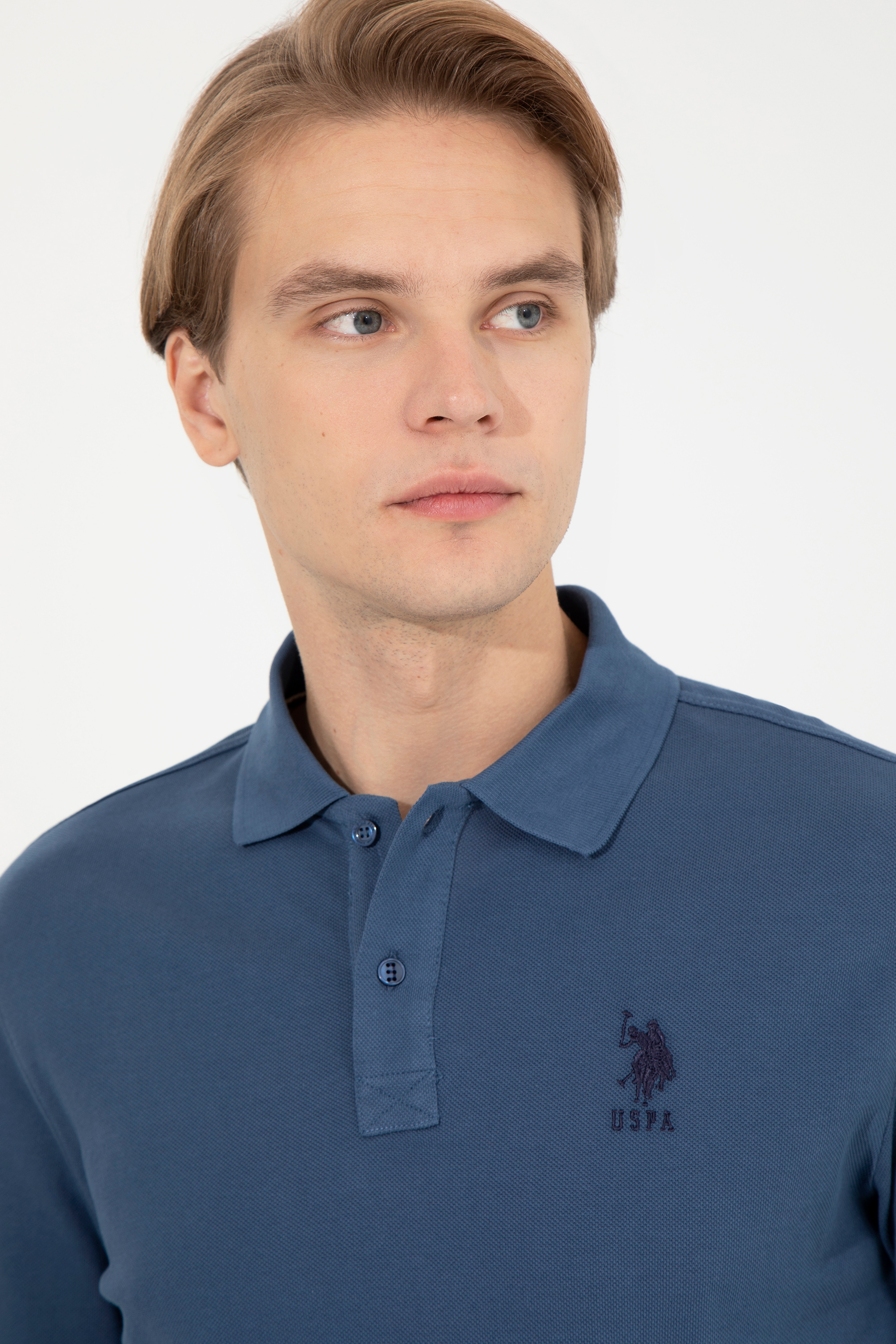 Erkek İndigo Basic Sweatshirt - Image 2