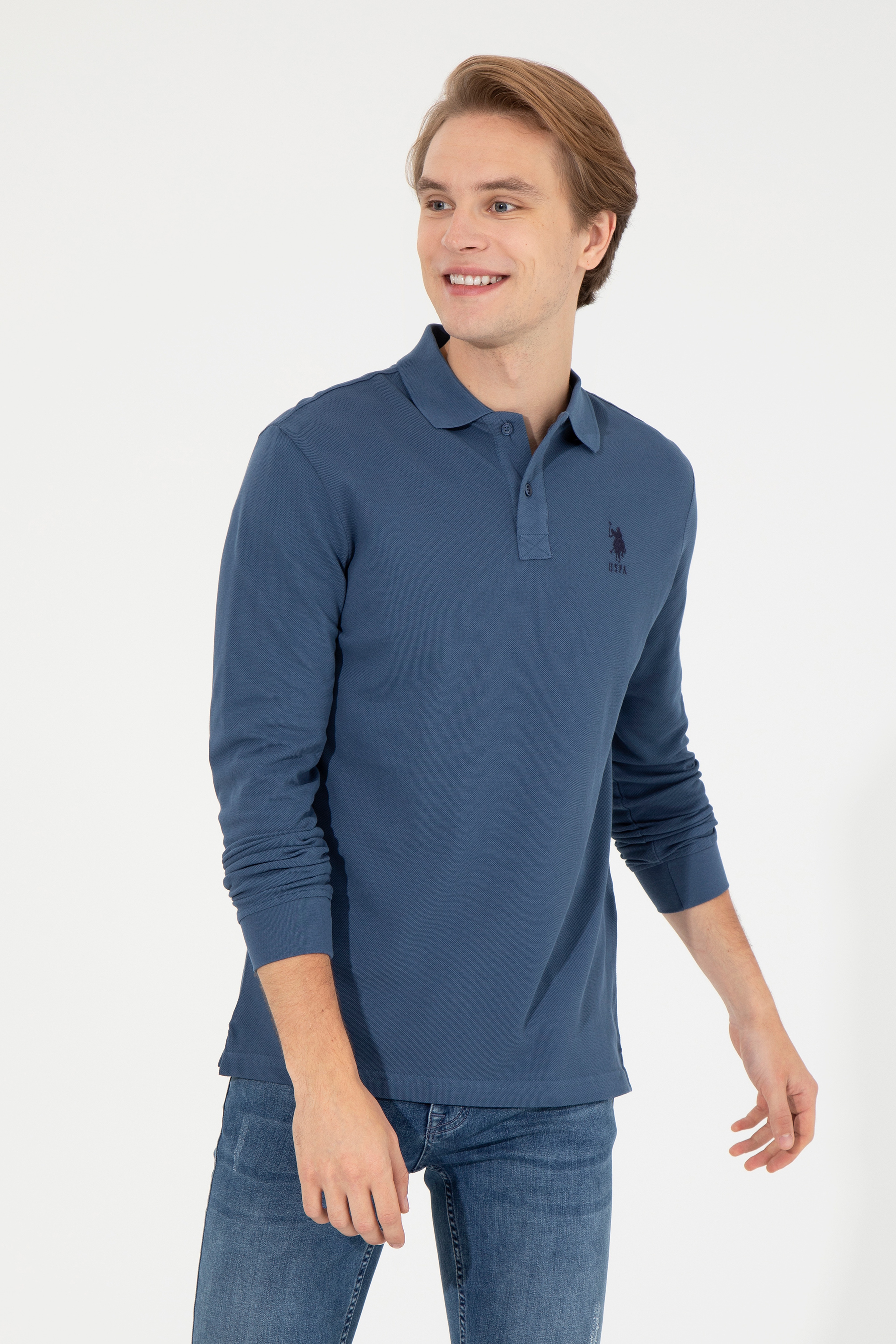 Erkek İndigo Basic Sweatshirt