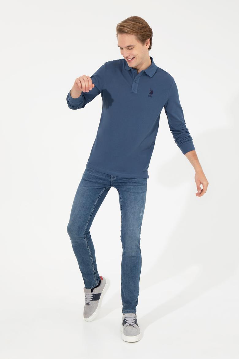 Erkek İndigo Basic Sweatshirt