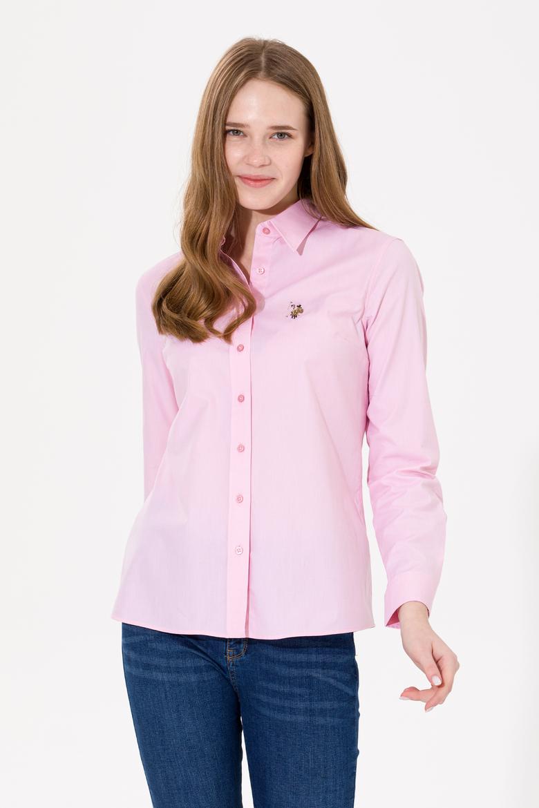 Kadın Açık Pembe Uzun Kollu Basic Gömlek - 50254249029