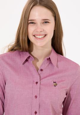 Kadın Bordo Uzun Kollu Basic Gömlek - 50254249037