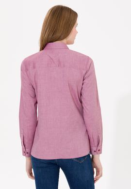 Kadın Bordo Uzun Kollu Basic Gömlek - 50254249037