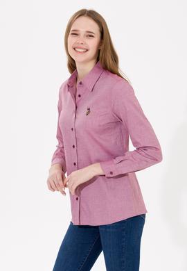 Kadın Bordo Uzun Kollu Basic Gömlek - 50254249037