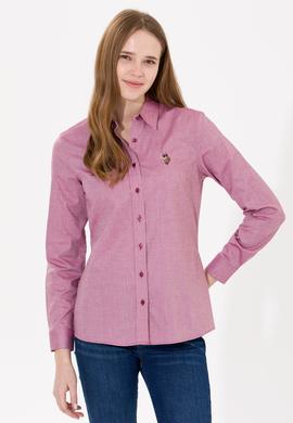 Kadın Bordo Uzun Kollu Basic Gömlek - 50254249037