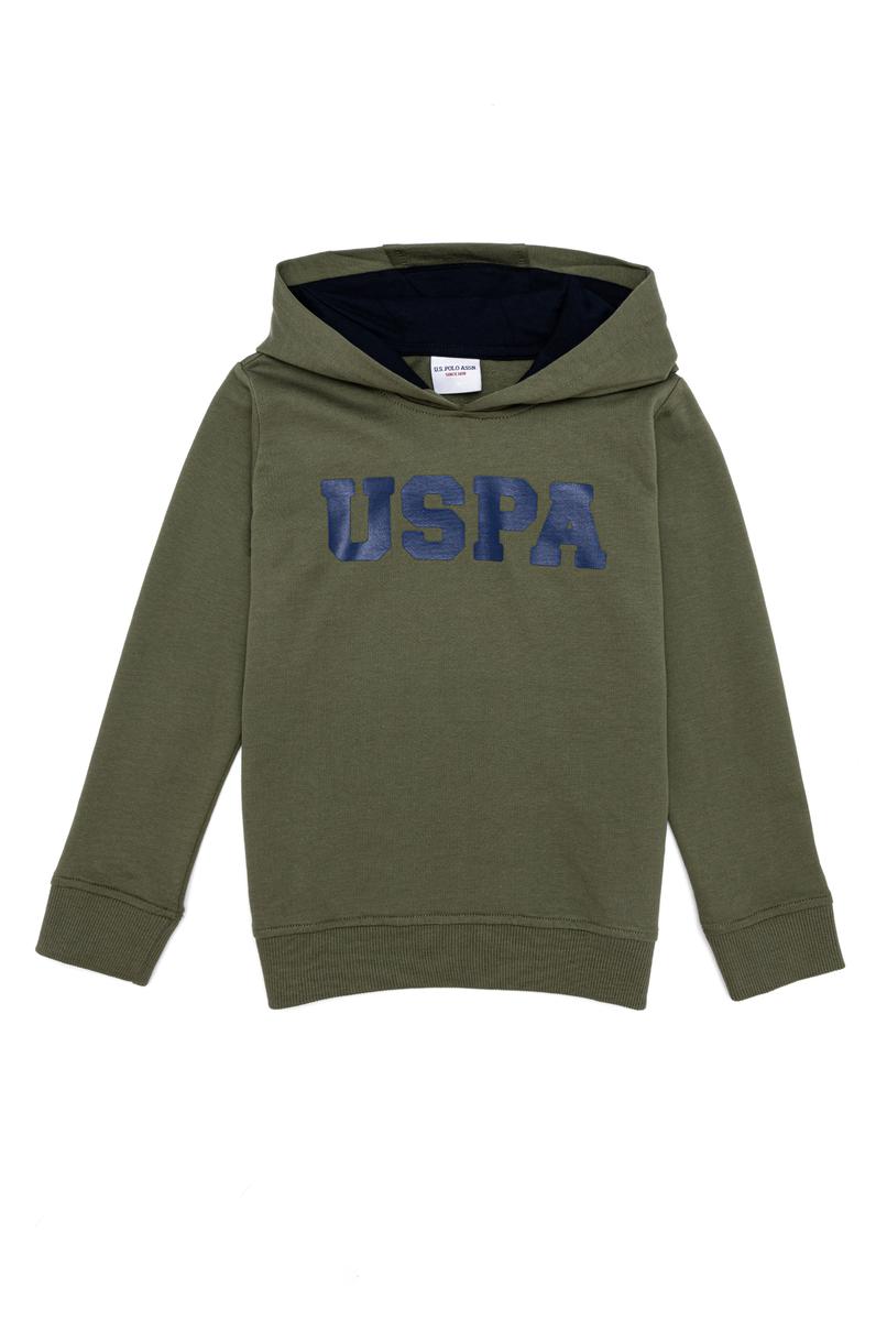 Çocuk Haki Kapüşonlu Sweatshirt