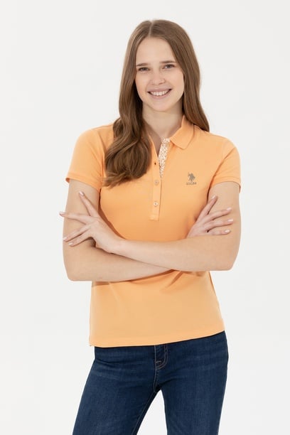 Kadın Turuncu Basic Polo Yaka Tişört