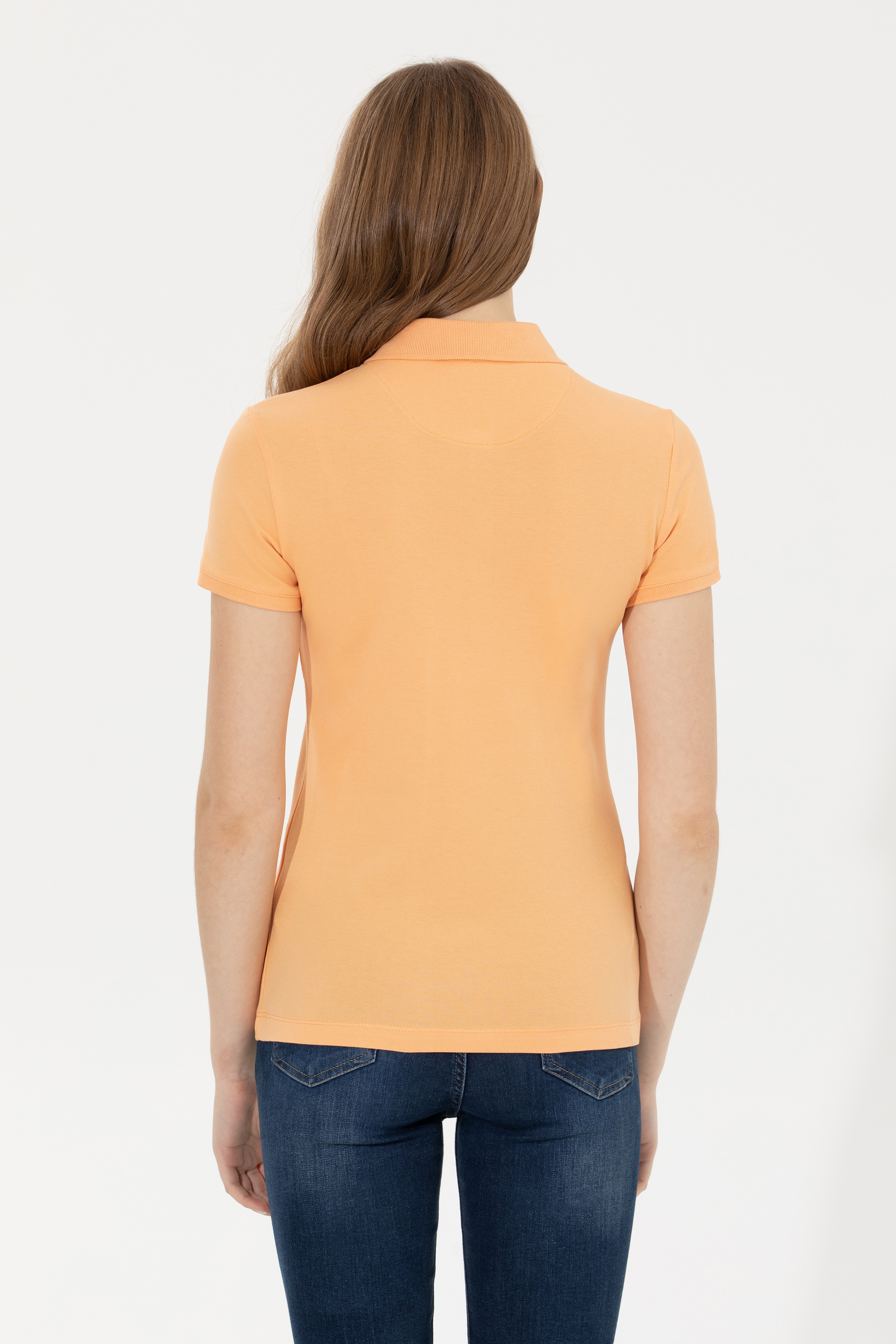 Kadın Turuncu Basic Polo Yaka Tişört