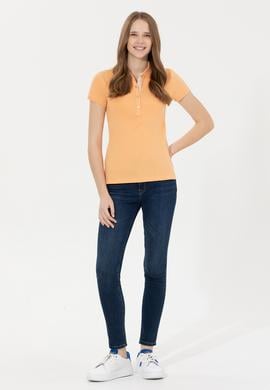 Kadın Turuncu Basic Polo Yaka Tişört - 50255457110