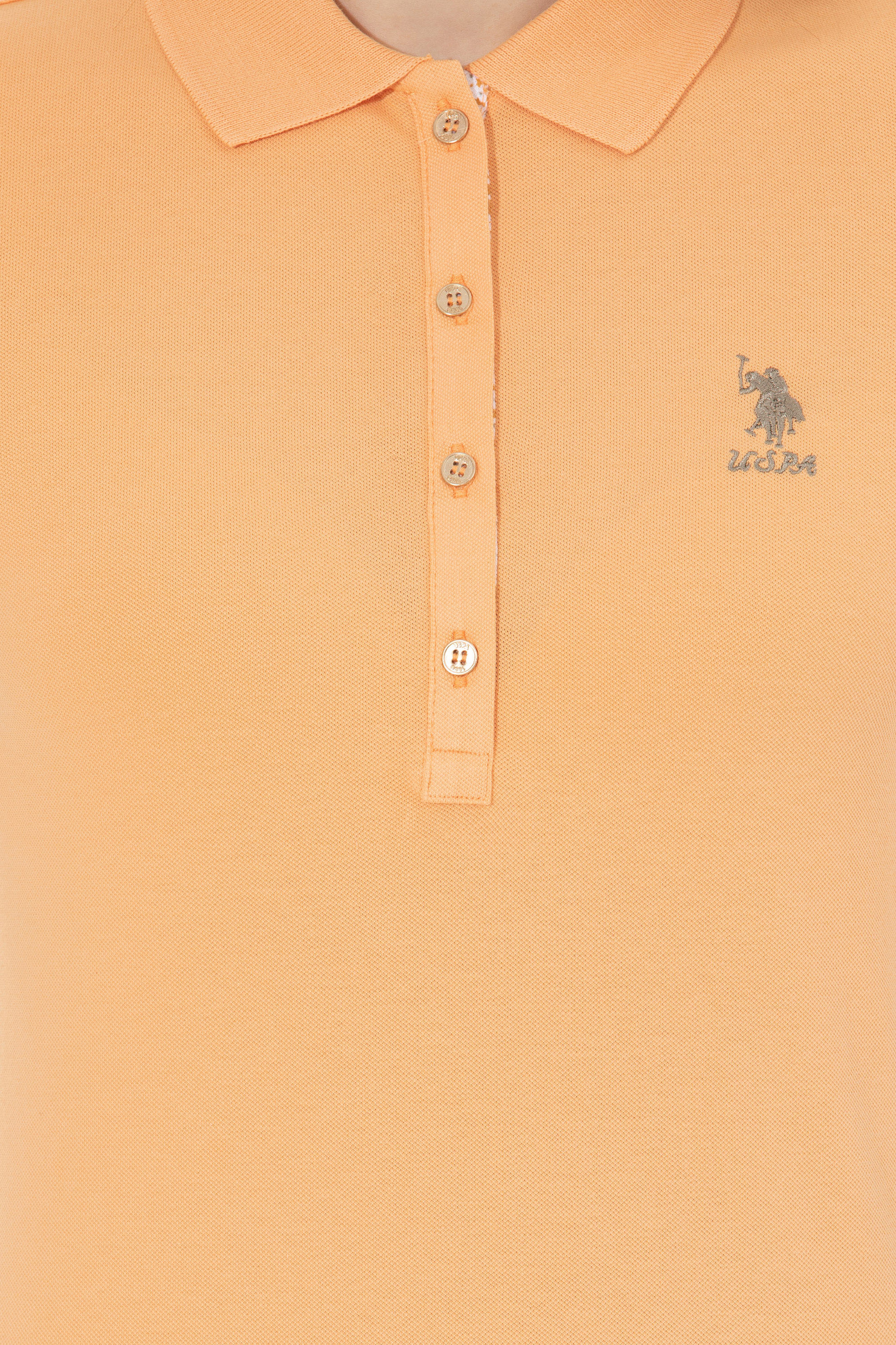Kadın Turuncu Basic Polo Yaka Tişört - Image 6