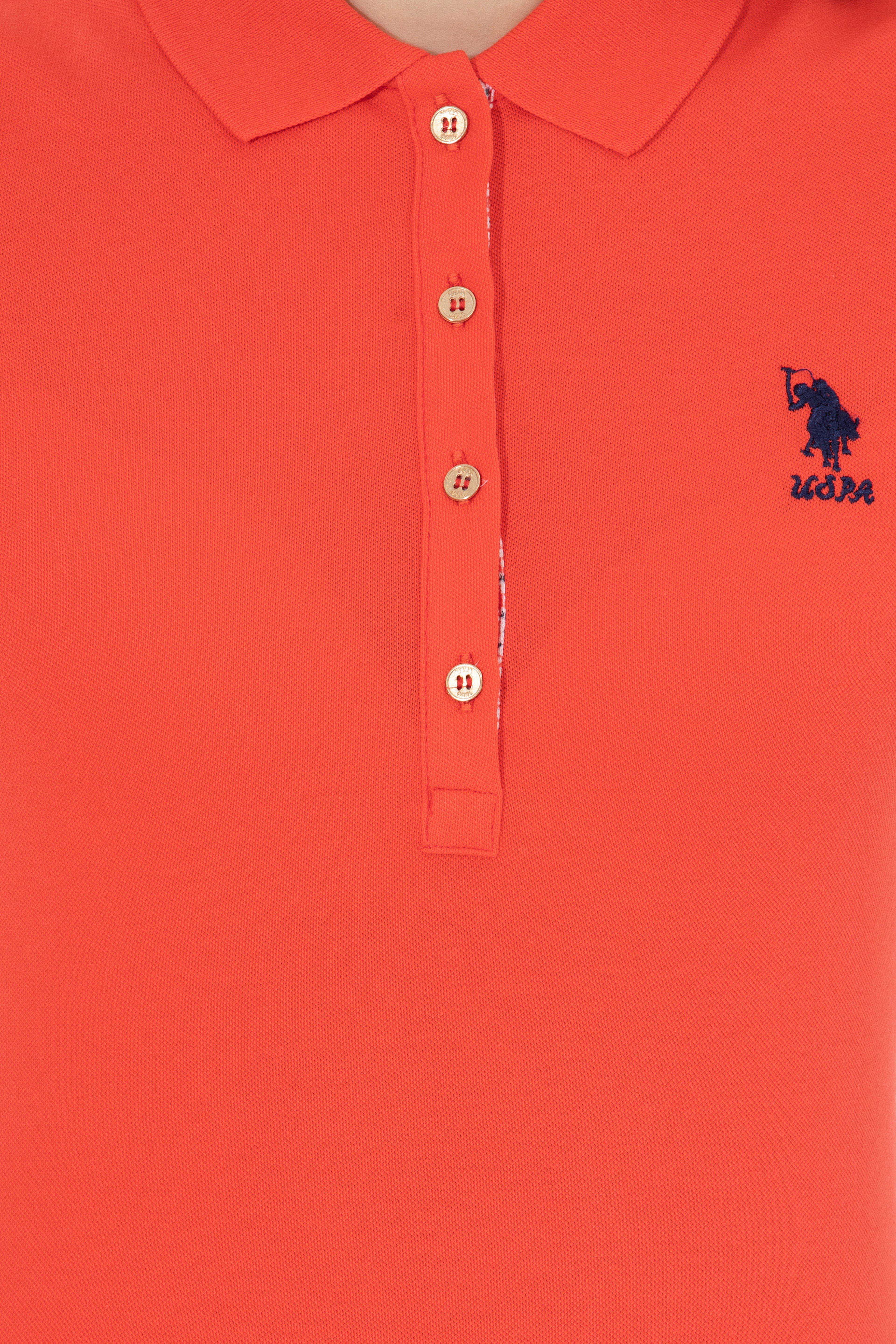 Kadın Kırmızı Basic Polo Yaka Tişört - Image 6